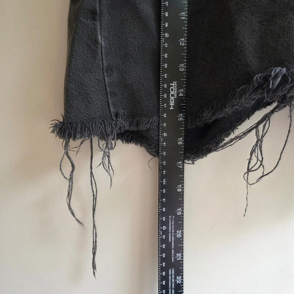 VTG Express Black Denim Shorts High Waisted Distressed Cutoff Frayed 29‎ Grunge